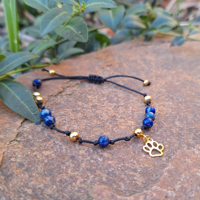 Bransoletka regulowana - lapis lazuli i srebro pozłacane