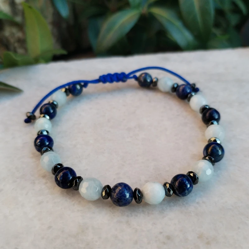 Lapis lazuli, akwamaryn, hematyt - bransoletka regulowana